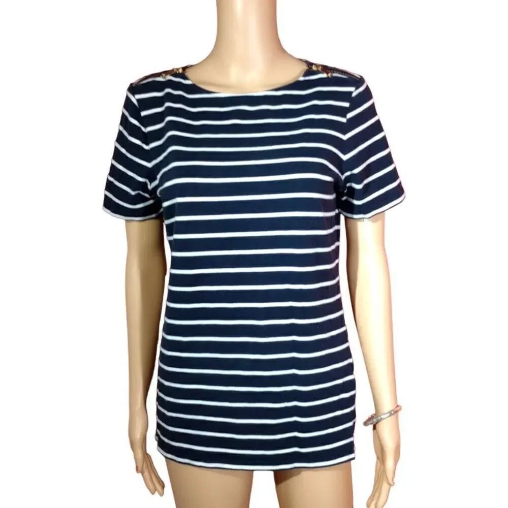 MICHAEL, Michael Kors blue , white with golden accents tee shirt